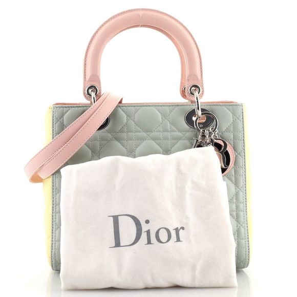 Christian Dior Tricolor Lady Dior Bag Cannage Quilt Leather Medium - Picture 2 of 7